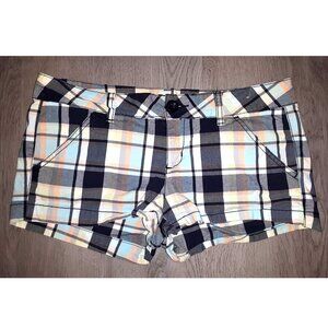 Y2k Plaid Low Rise Micro Mini Short Booty Shorts Size 9 Orange Blue Black White